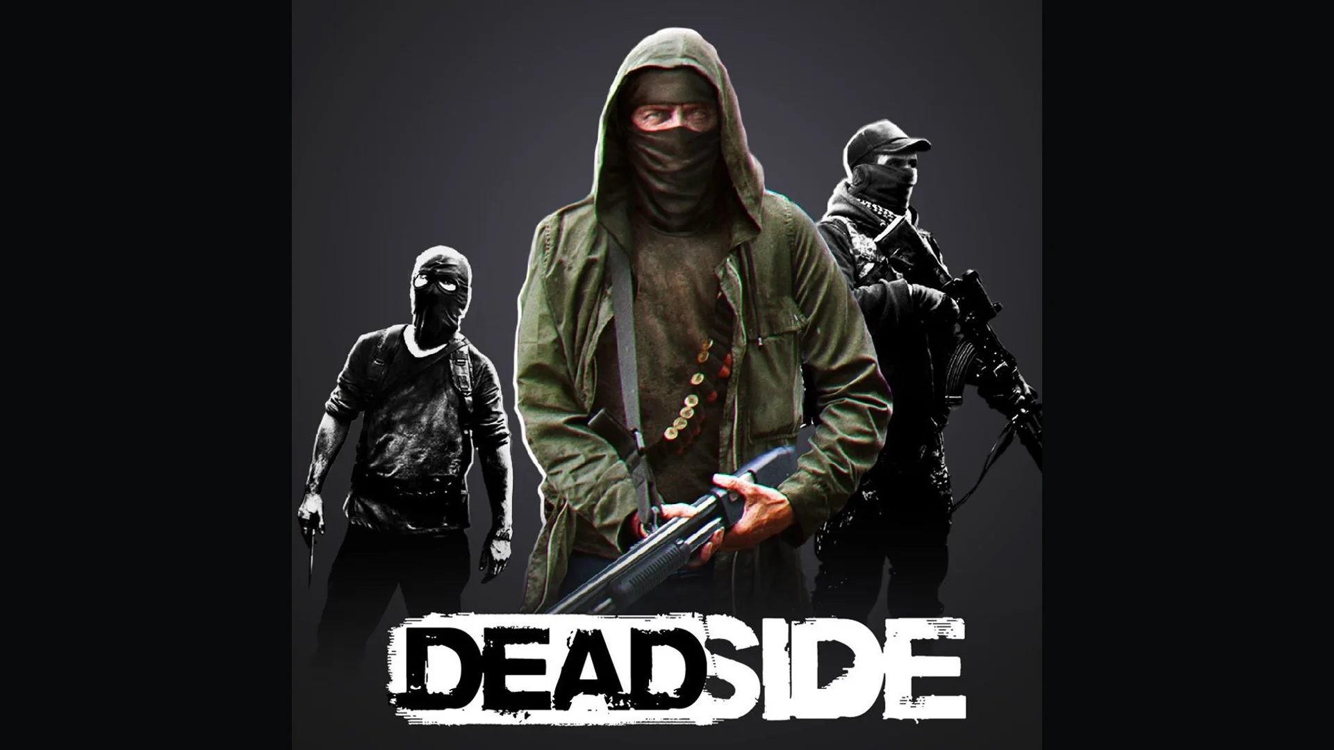 Deadside key art from IGN showing masked survivors and the game title